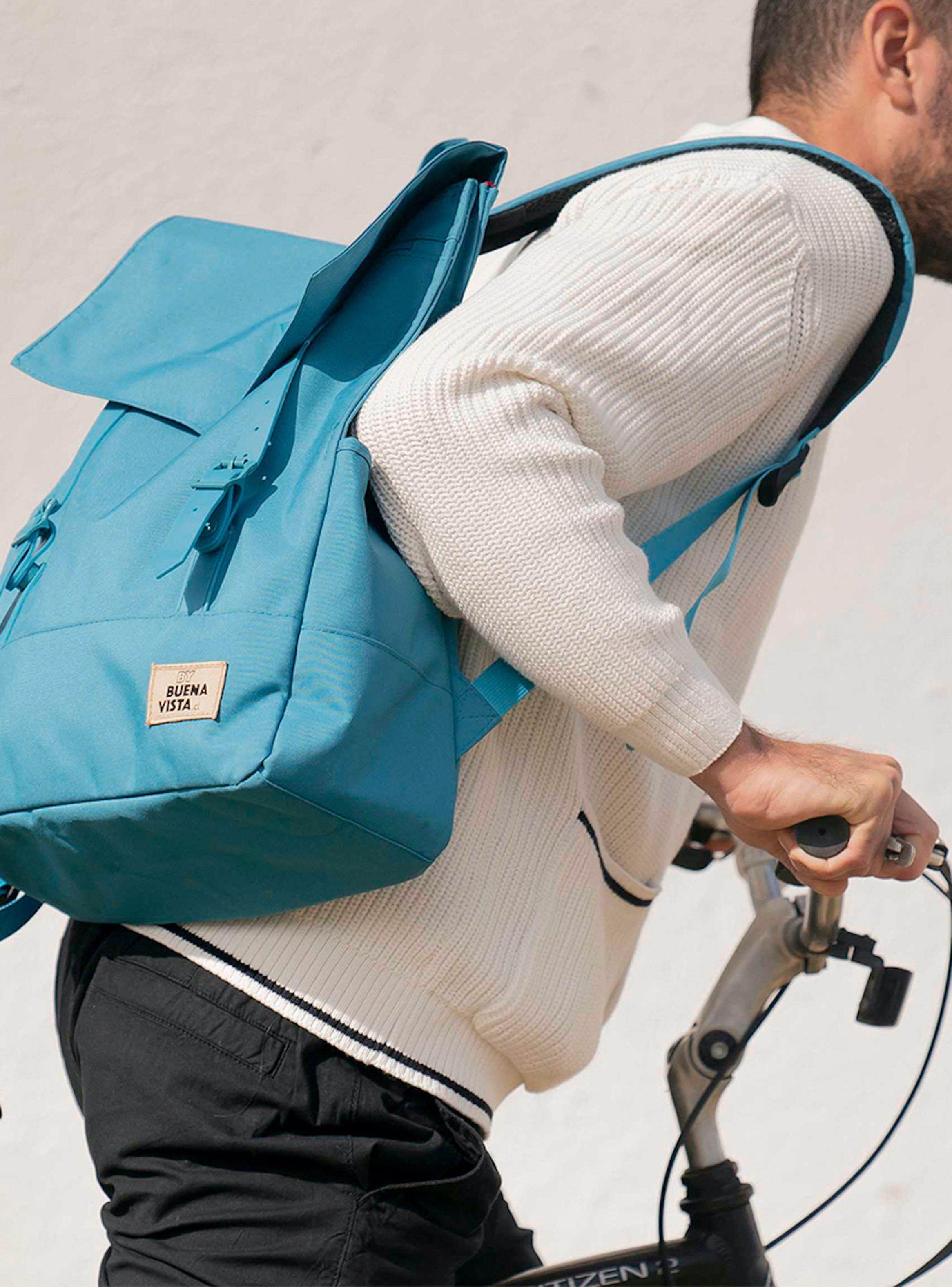 Mochila Impermeable para Notebook Square L Azul Turquesa-1