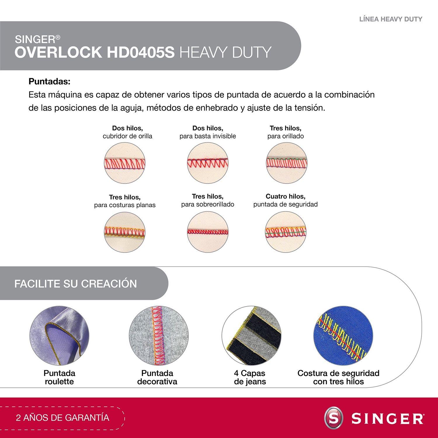 Máquina Overlock Singer HD0405S Heavy Duty-2