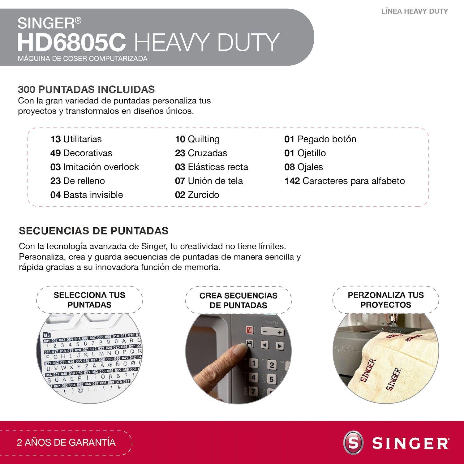 Máquina de Coser Singer Heavy Duty HD6805C Computarizada-3