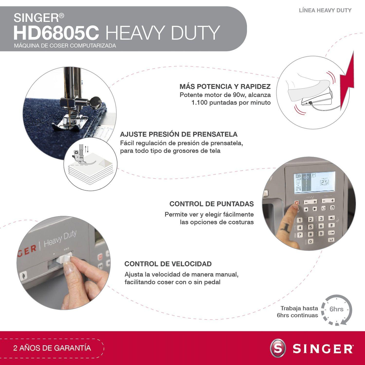 Máquina de Coser Singer Heavy Duty HD6805C Computarizada-4