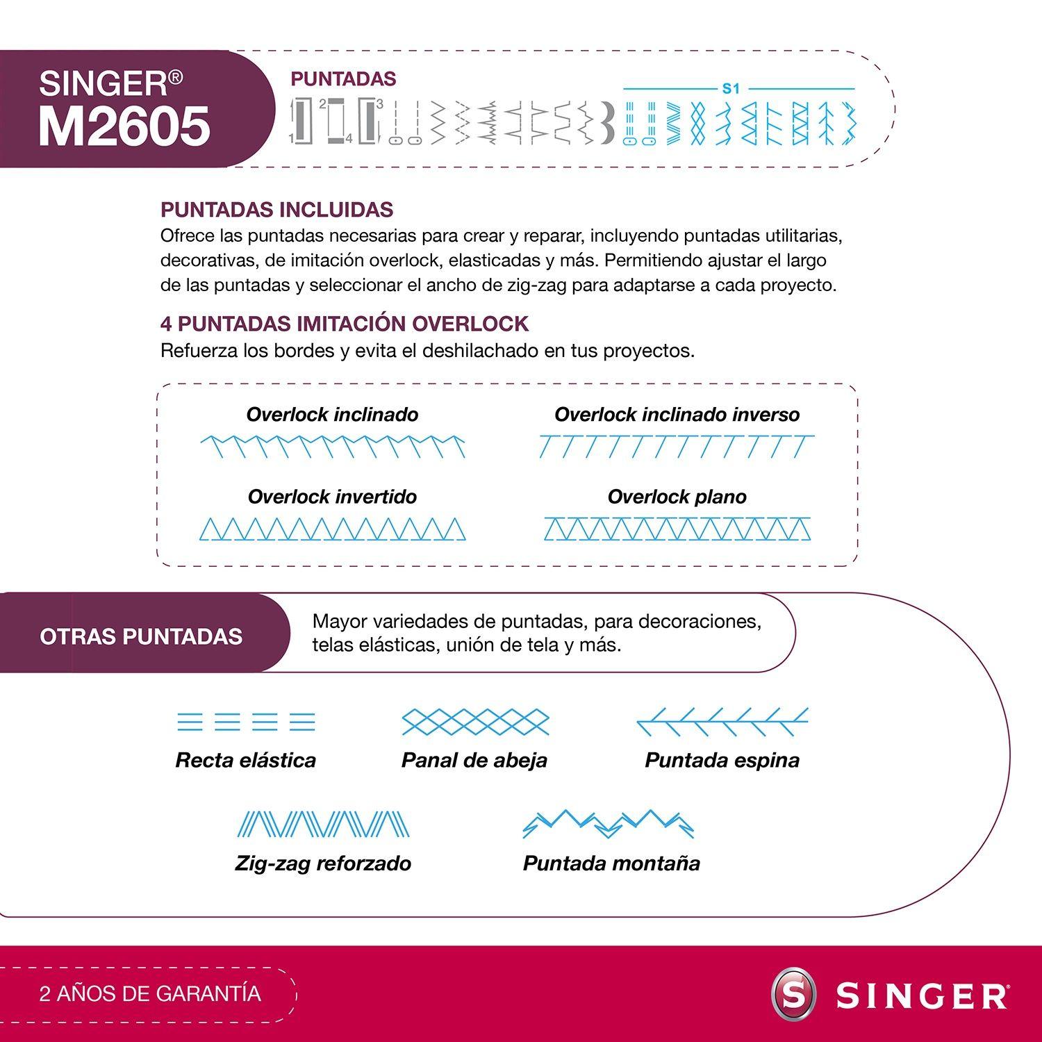 Máquina de coser Recta Zig Zag Singer M2605-2