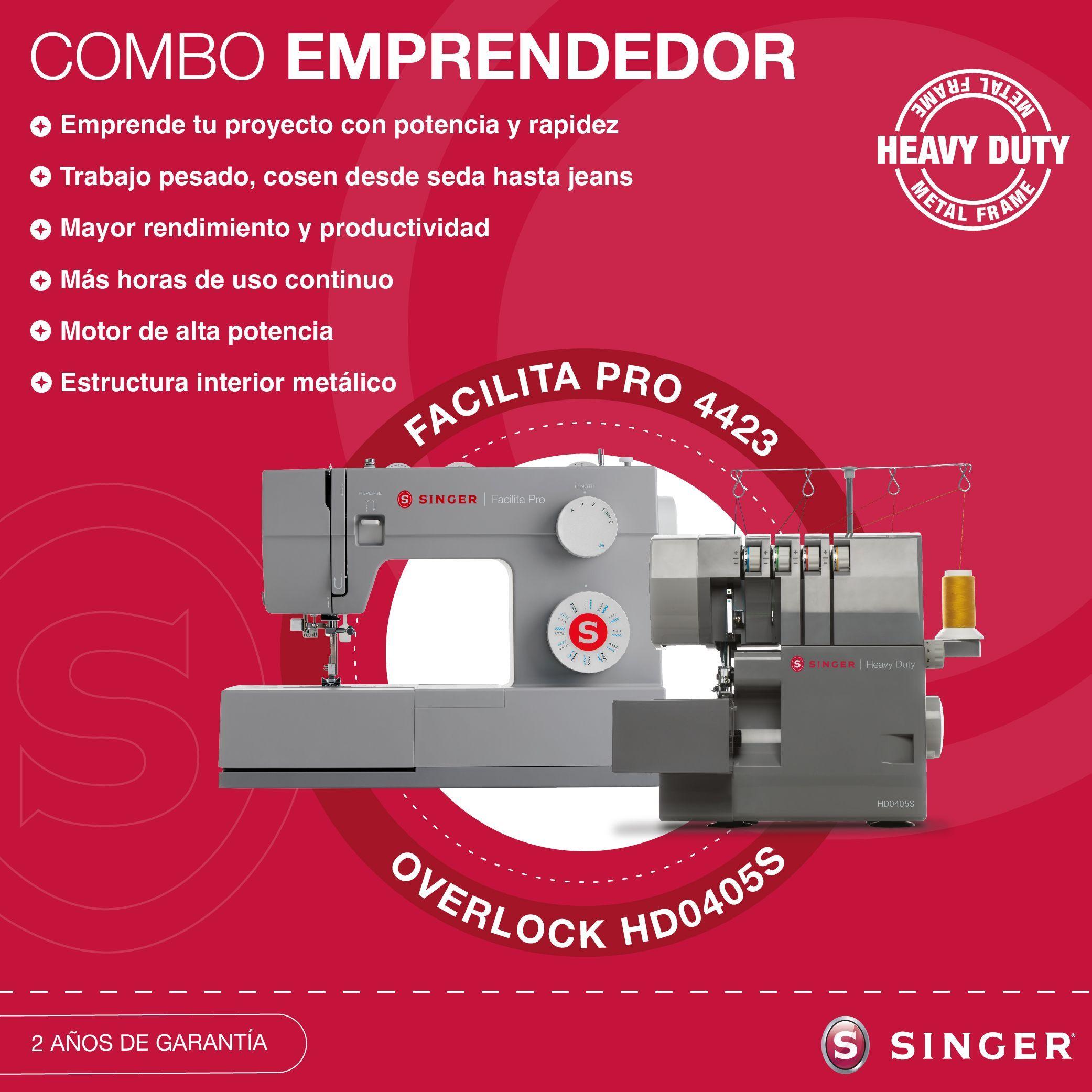 Combo Singer Heavy Duty Facilita Pro 4423 + Overlock Hd0405s-1