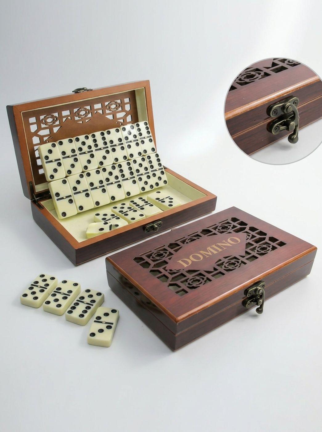 Juego de Domino profesional con Estuche de Madera-1