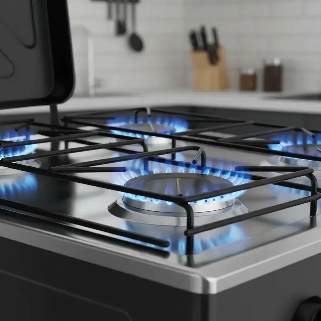 Cocina Encimera A Gas 4 Quemadores Con Repisas Color Negro-3