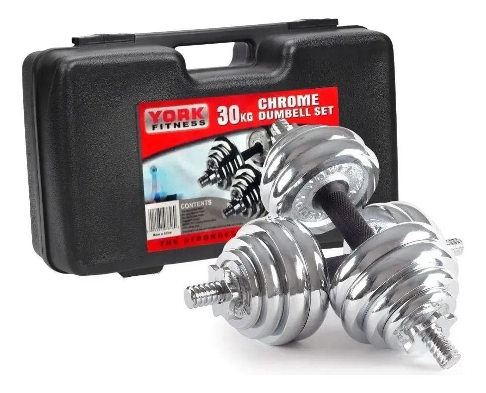 Set Pesas Maletas 30 Kg Cromada Barra Ajustable-0