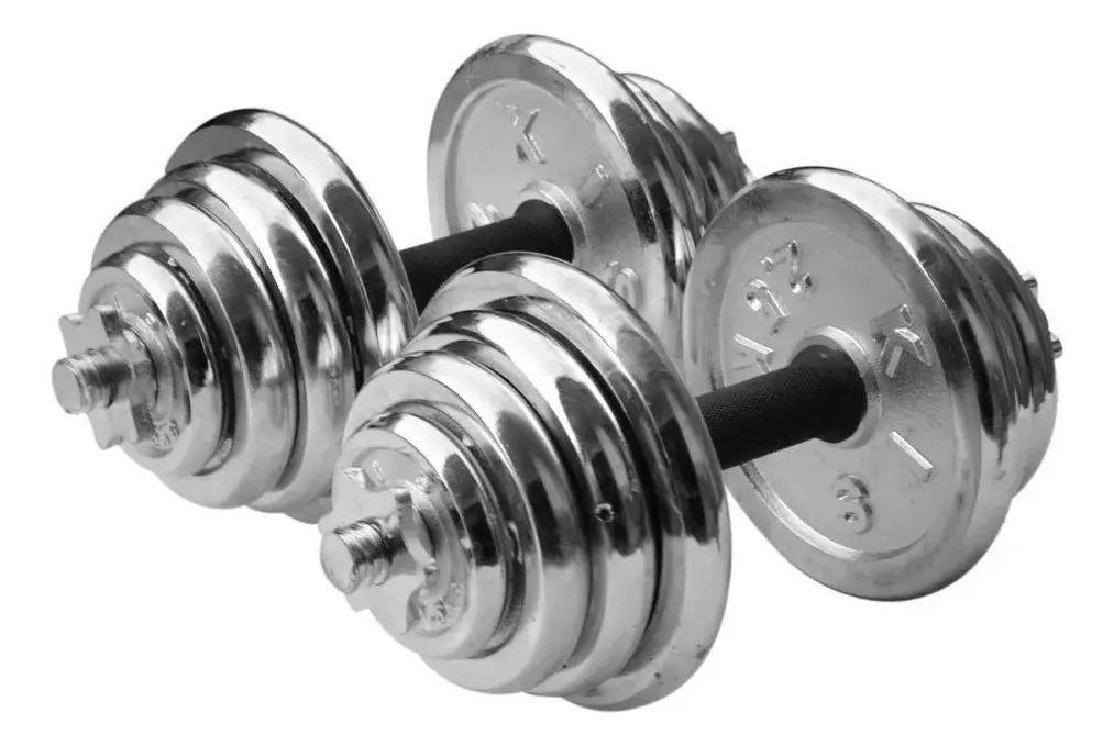 Set Pesas Maletas 30 Kg Cromada Barra Ajustable-1