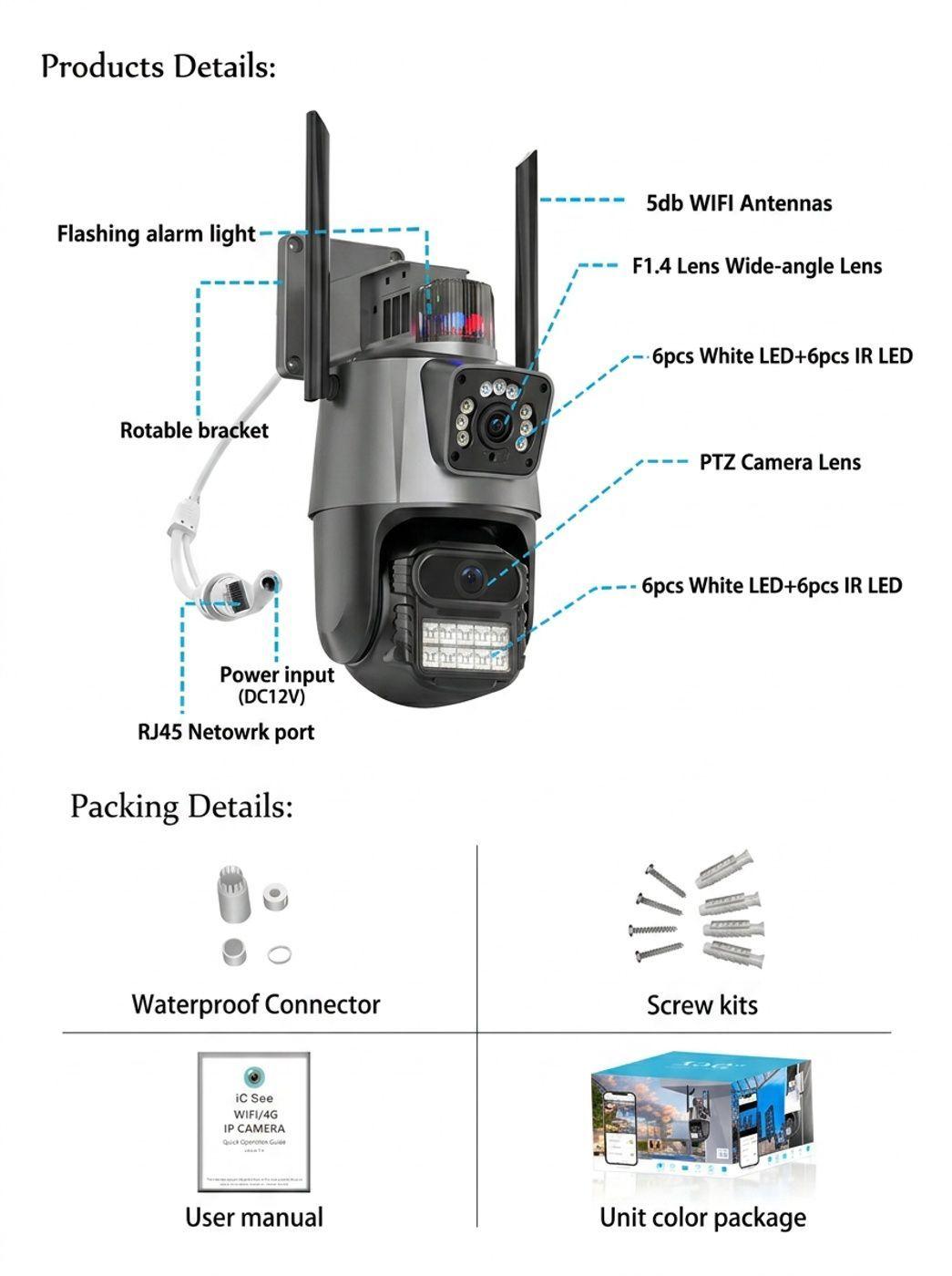 Camara Ptz Ip Inalambrico Doble Lente Exterior 6mp 4x Epa Color Gris Oscuro-4