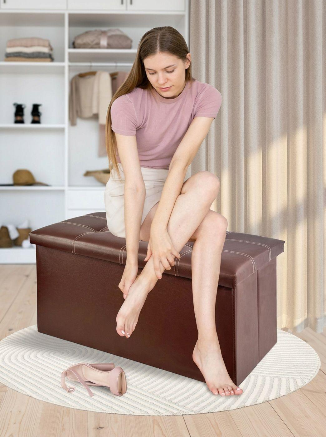 Baul Plegable Puff Organizador Banqueta Sillon Pie De Cama-2