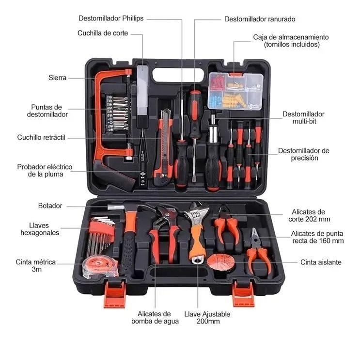 Caja De Herramientas Manuales 100 Piezas Maletin Portatil-4