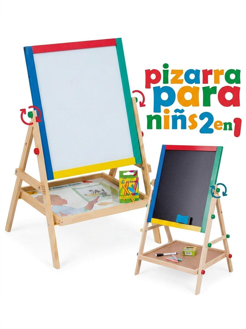Pizarra Atril Para Ni os 2 En 1 Doble Tiza Y Plumon Multicolor-2
