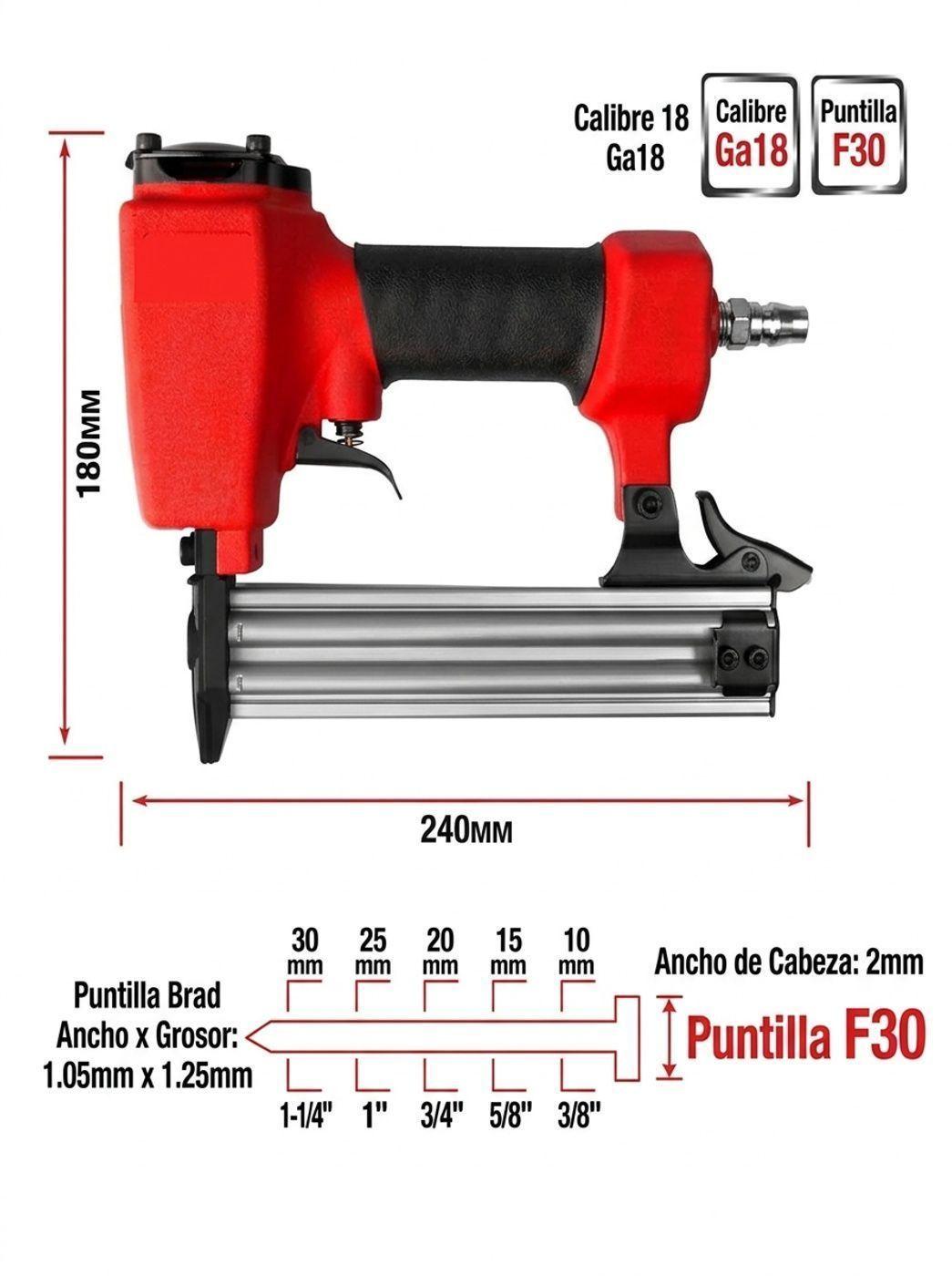 Clavadora Neumatica F30 Con Clavos Calibre 18 10 30mm-6