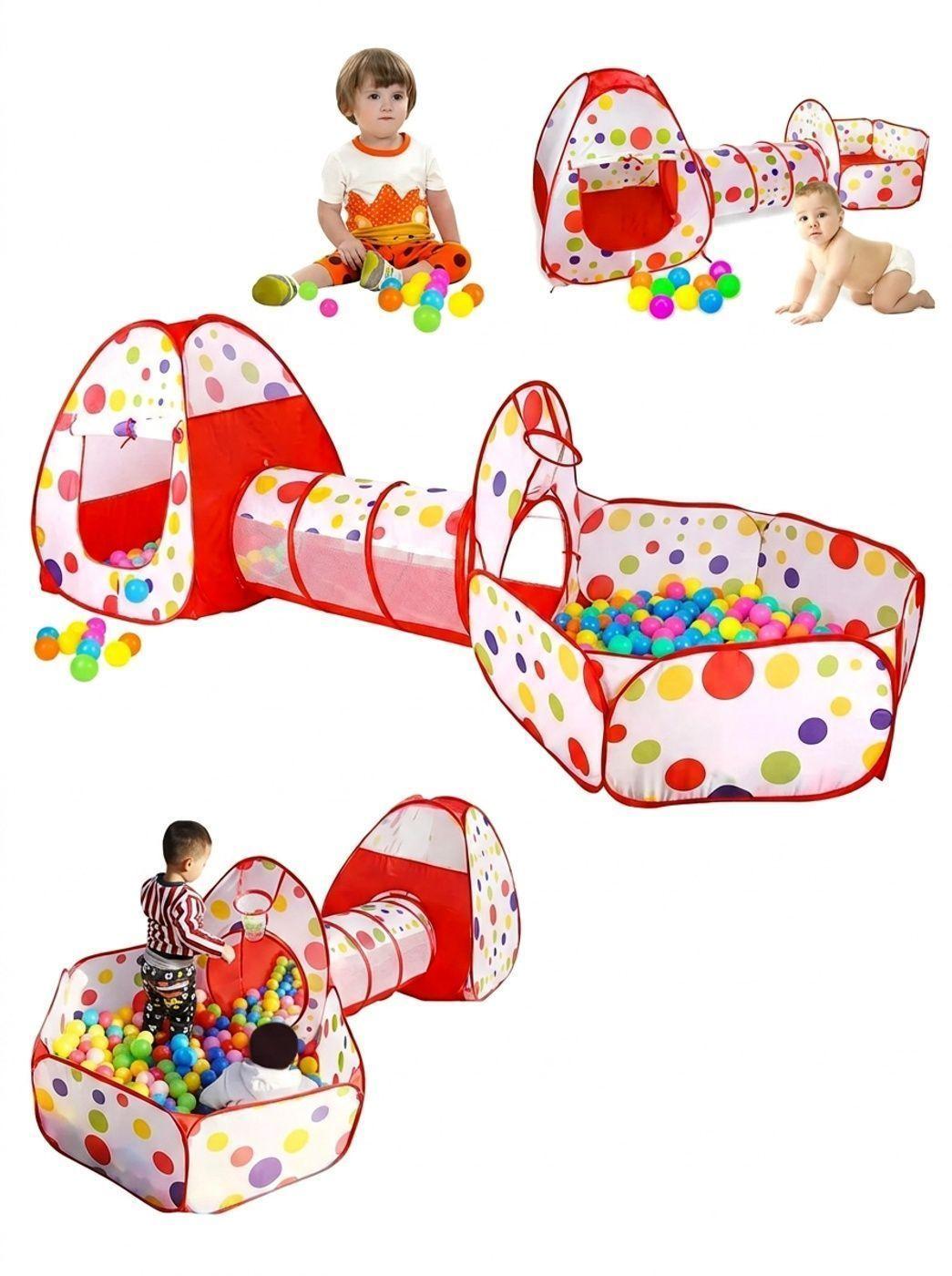 Carpa Piscina De Pelotas Con Tunel Castillo Niños Plegable-2