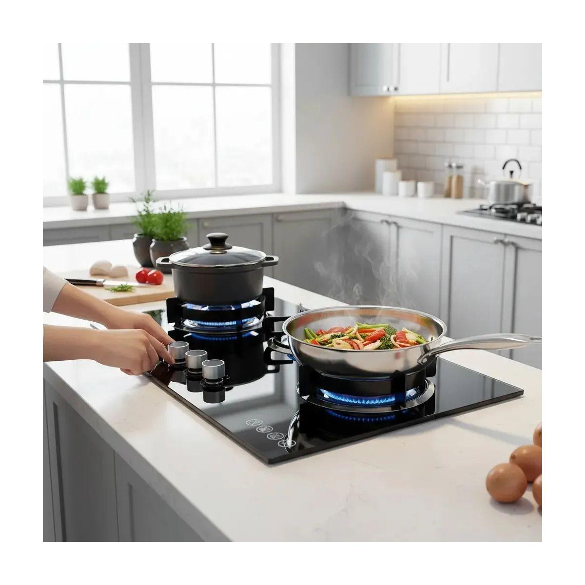 Cocina Encimera A Gas Licuado 3 Platos Tope De Vidrio-3