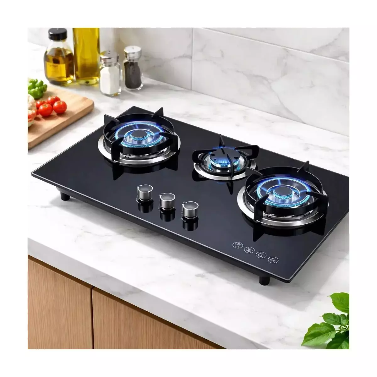 Cocina Encimera A Gas Licuado 3 Platos Tope De Vidrio-5