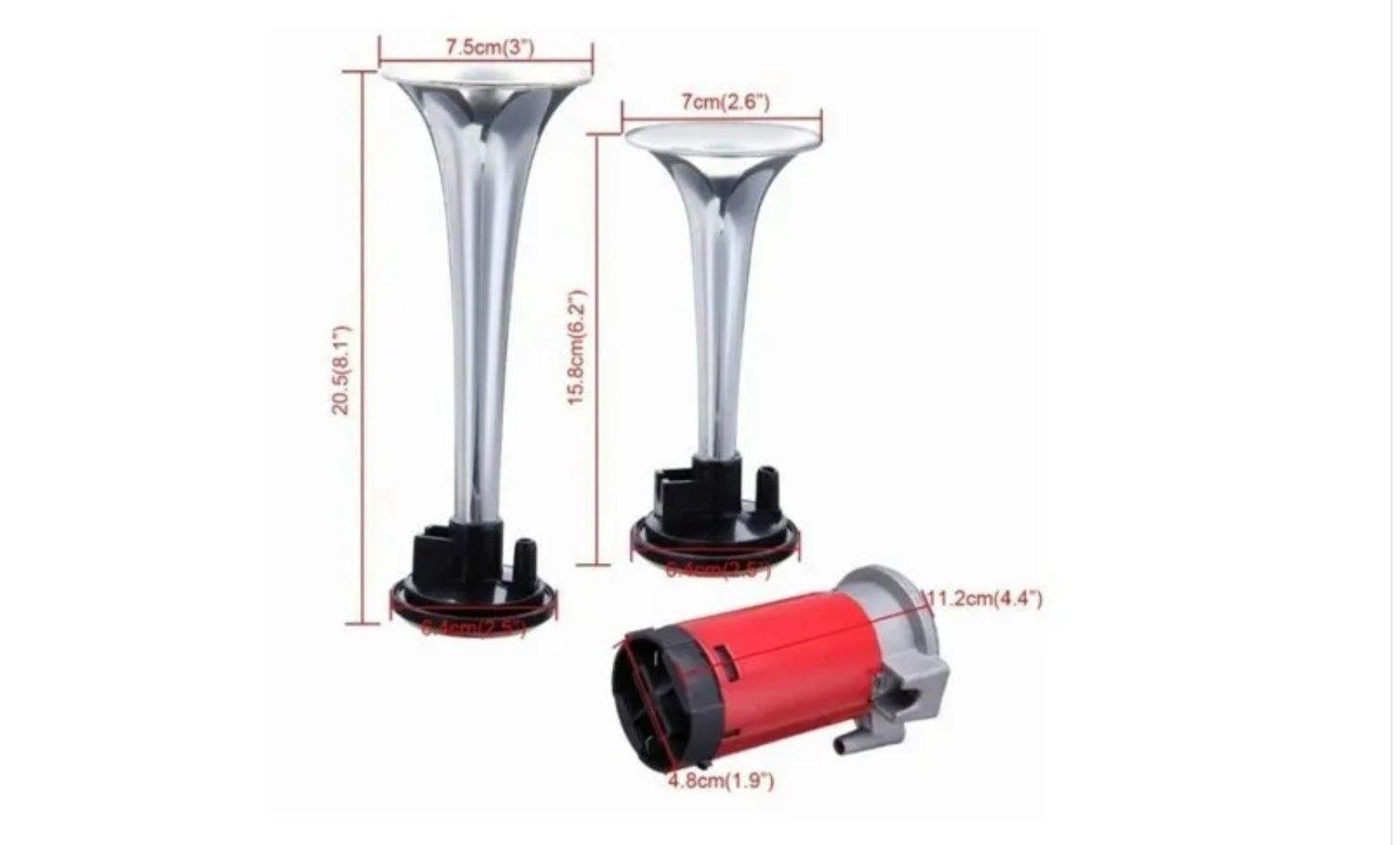 Doble Bocina Electrica Trompeta Aire Cromada Auto Camion 12v-4