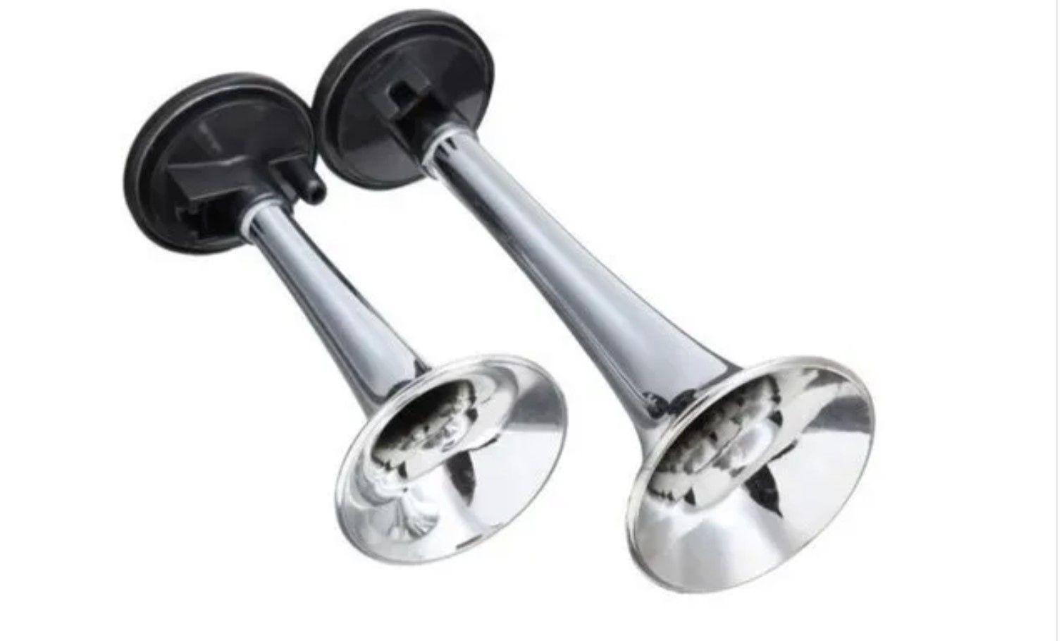 Doble Bocina Electrica Trompeta Aire Cromada Auto Camion 12v-0