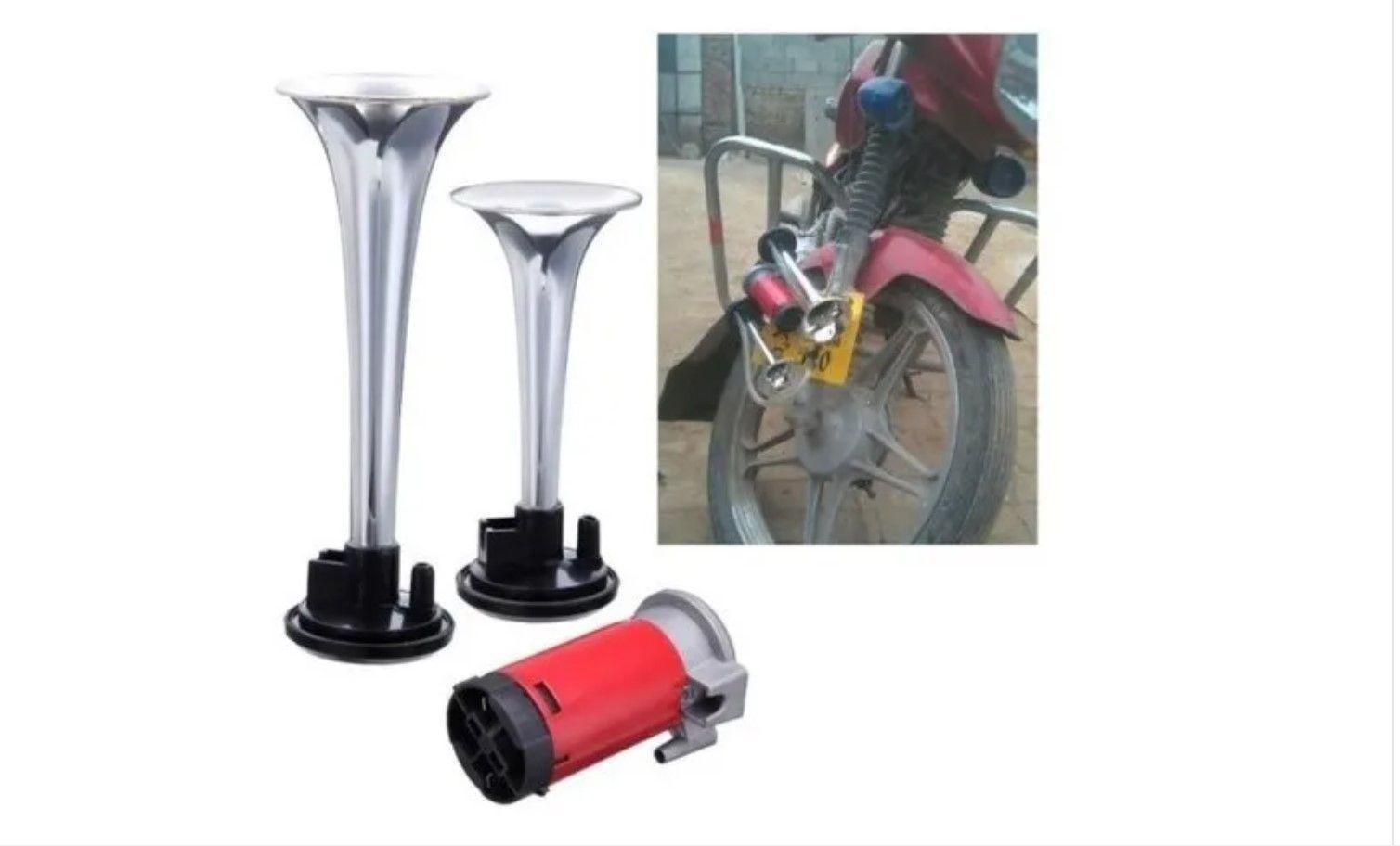 Doble Bocina Electrica Trompeta Aire Cromada Auto Camion 12v-2