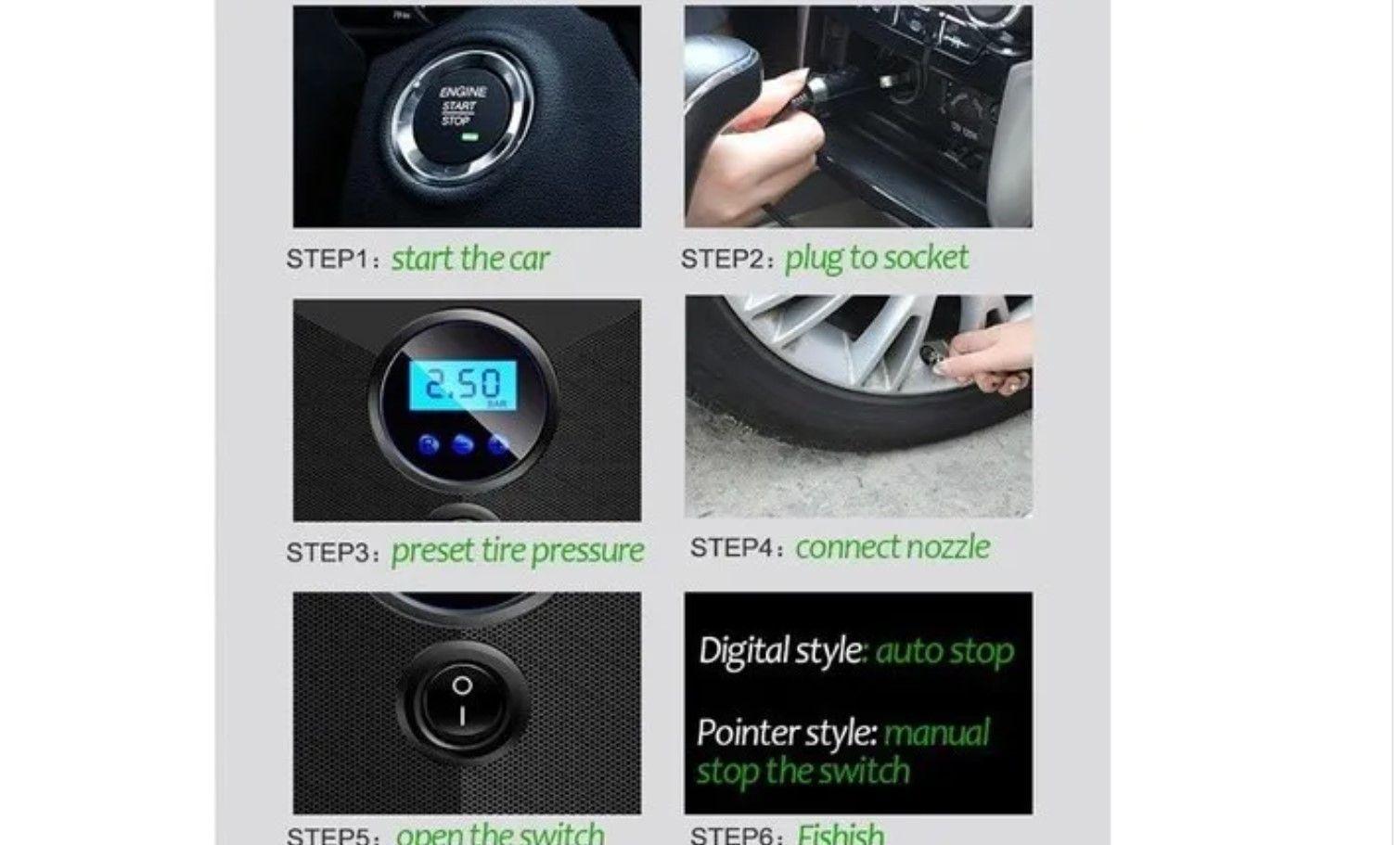 Mini Compresor De Aire 12v Autos Portátil Multifuncional -3