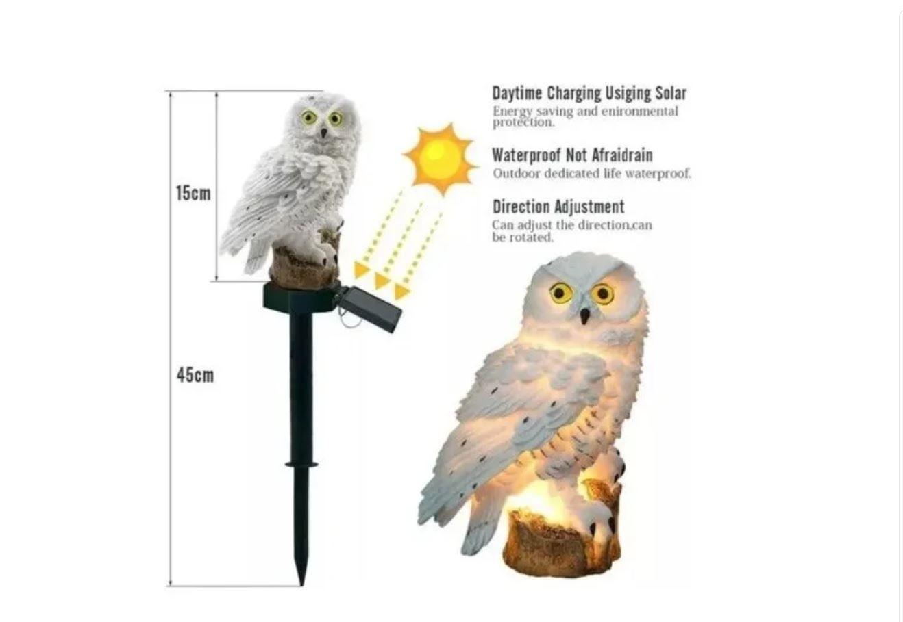 Lampara Led Solar Buho Jardín Terraza Decoración -2