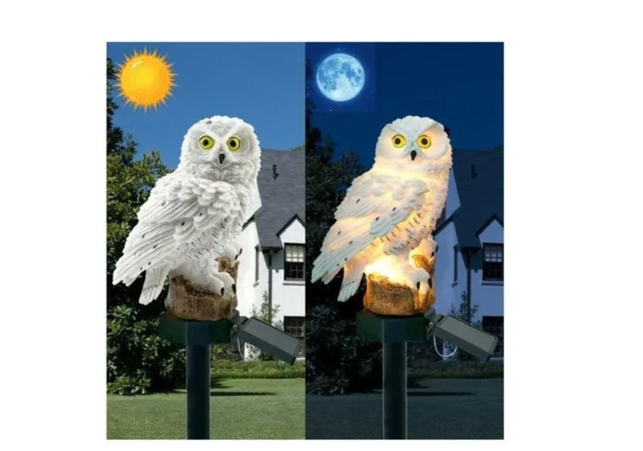 Lampara Led Solar Buho Jardín Terraza Decoración -4