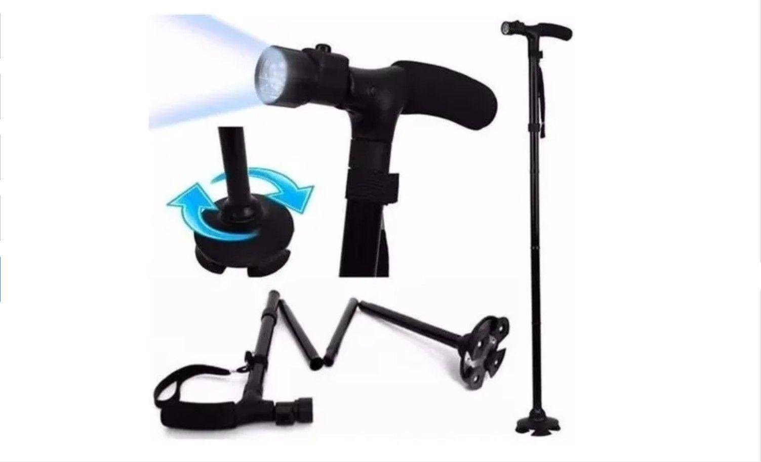 Bastón Ortopédico Retractil Plegable C/luz Led, Base Estable-6