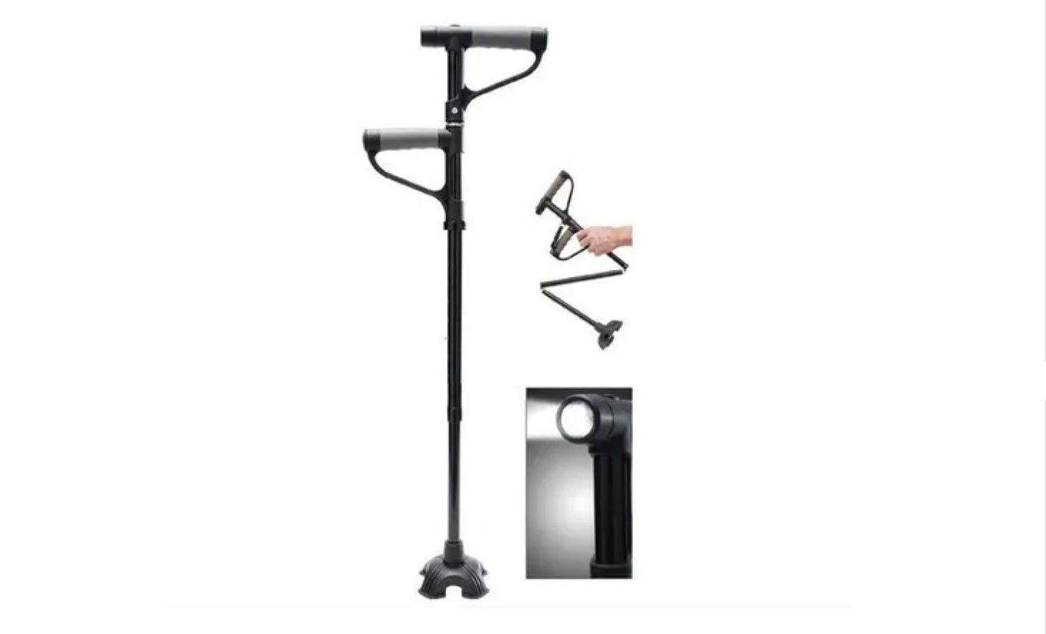 Bastón Ortopédico Retractil Plegable C/luz Led, Base Estable-2