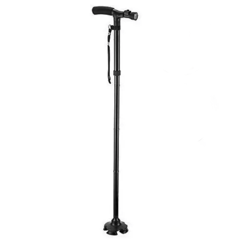 Bastón Ortopédico Retractil Plegable C/luz Led, Base Estable-0