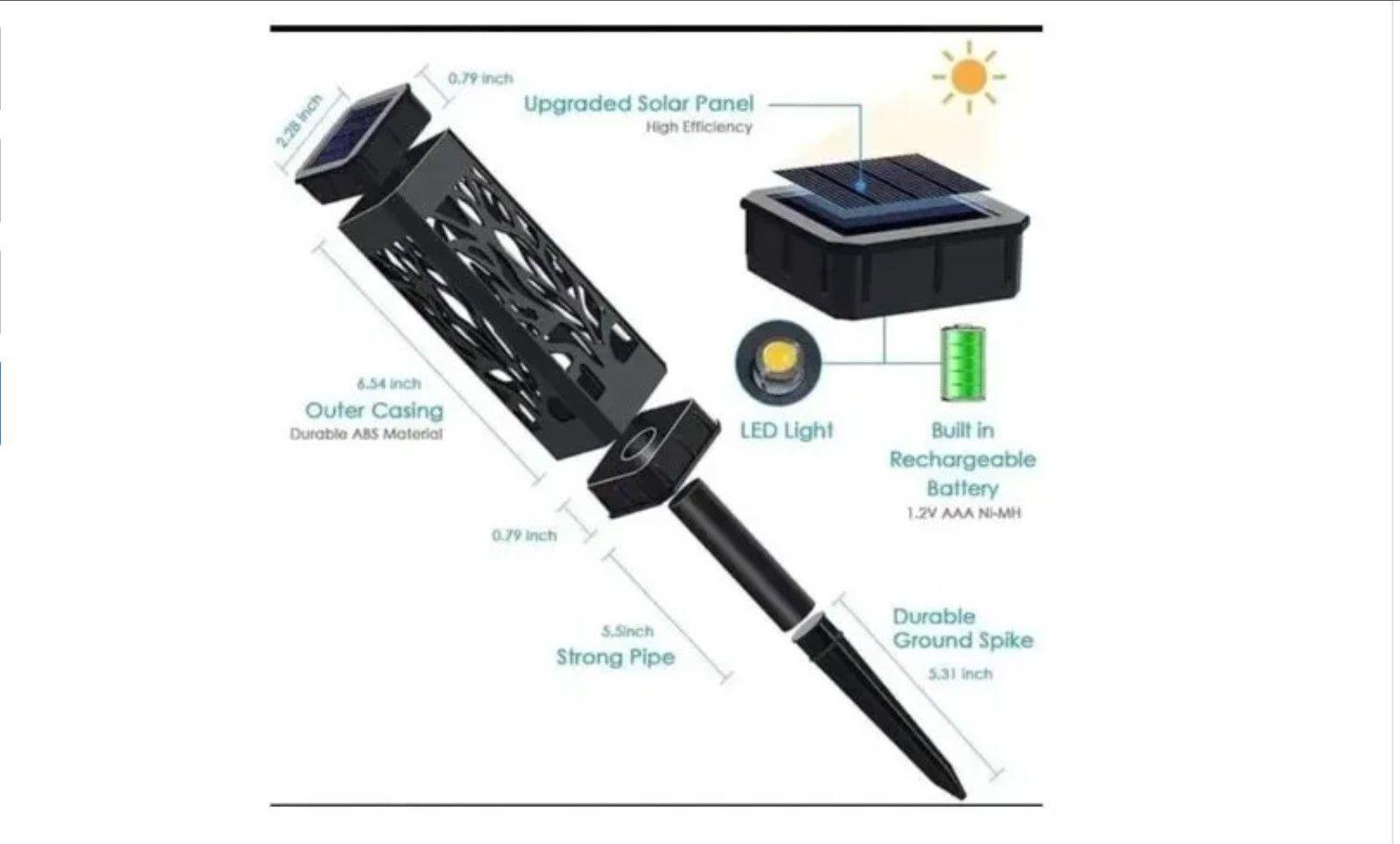 Pack 8 Foco Led Solar Estaca Jardín Tallado - Luz Cálida -4