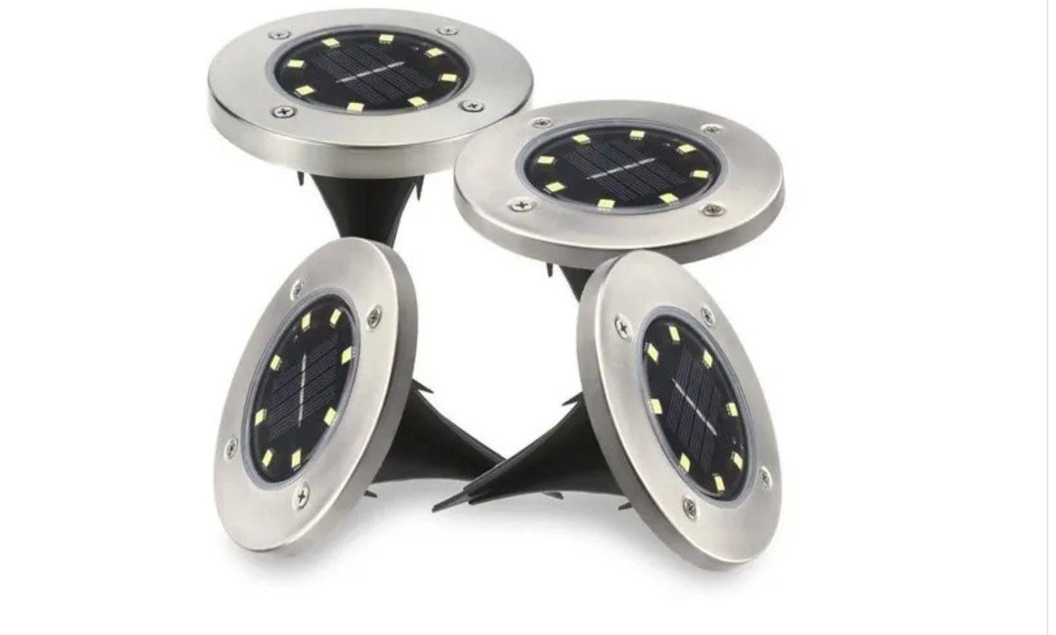 Pack 4 Foco Led Solar Exterior Estaca Jardin 8 Led-0