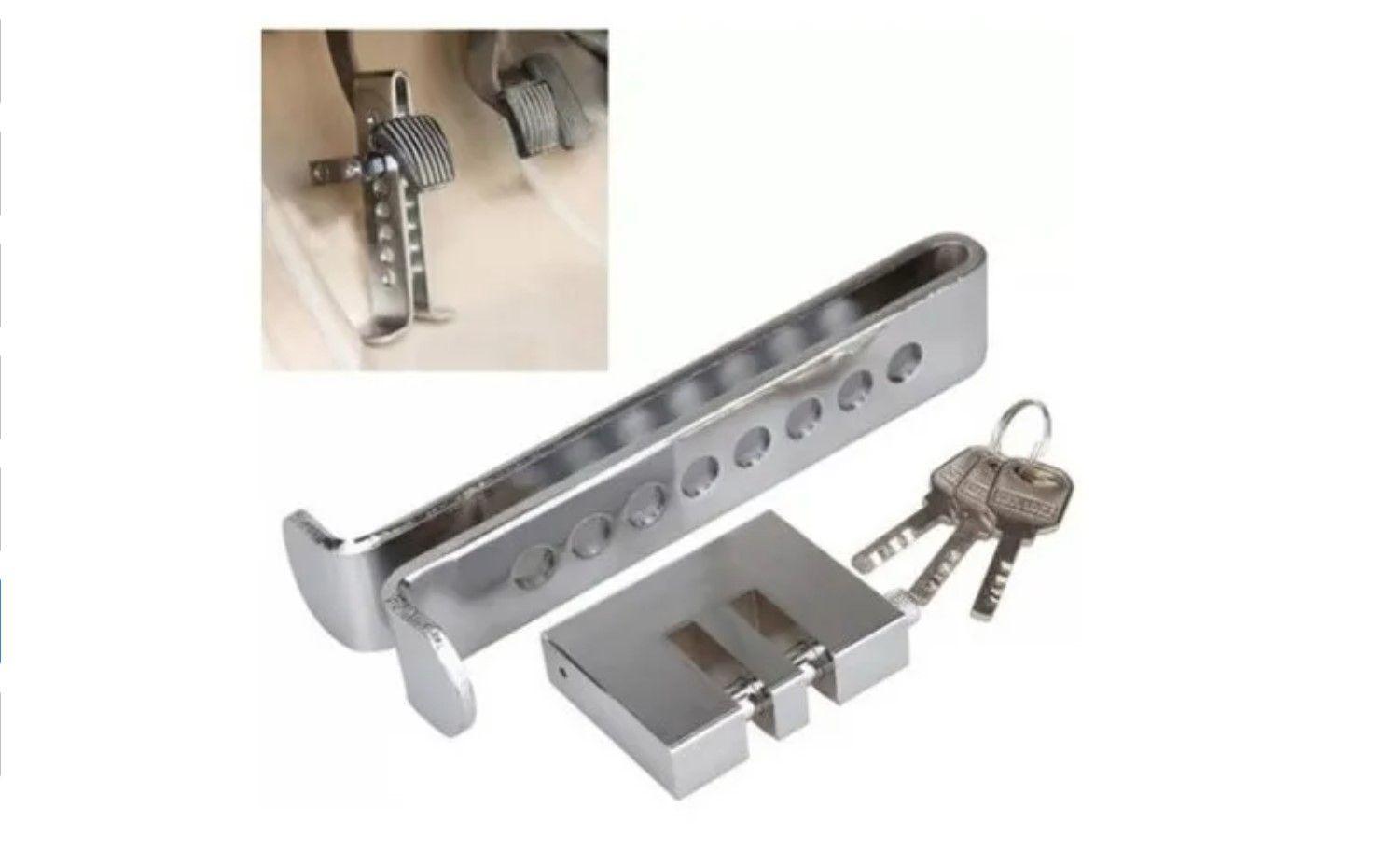 Traba Pedal + Candado + Llaves Seguridad Auto Robo-6