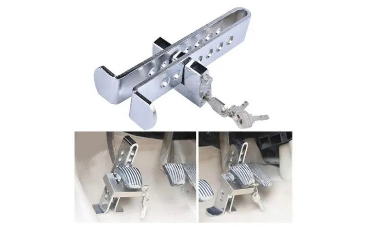 Traba Pedal + Candado + Llaves Seguridad Auto Robo-2