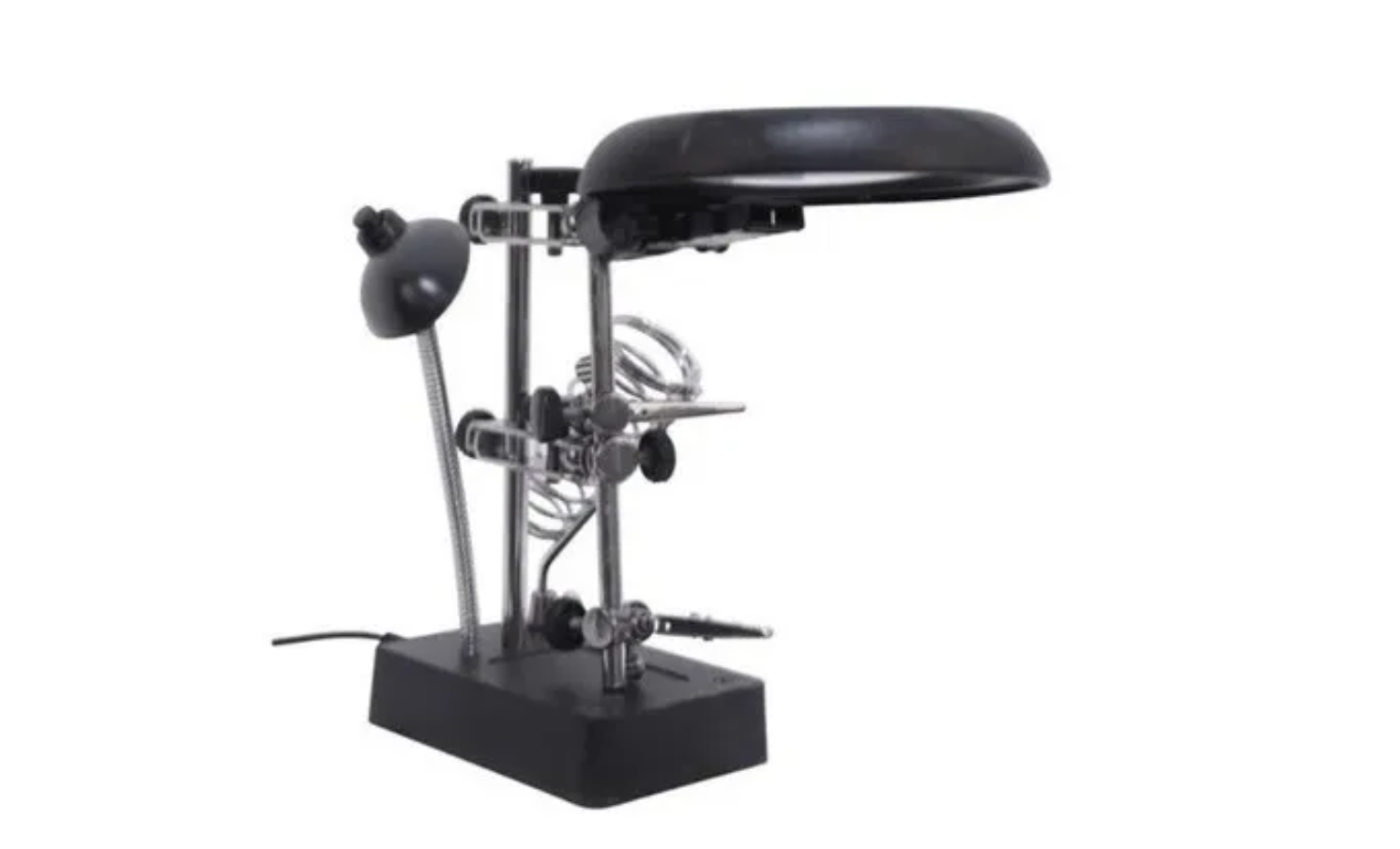 Lupa Escritorio Soporte Pinza Luz Tercera Mano Cautin-0