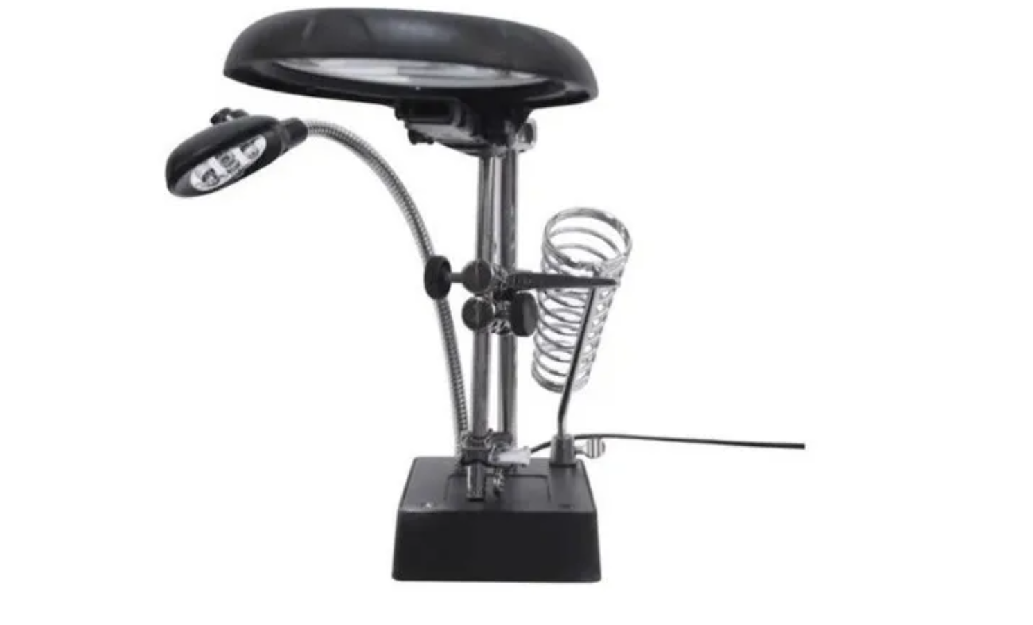 Lupa Escritorio Soporte Pinza Luz Tercera Mano Cautin-1