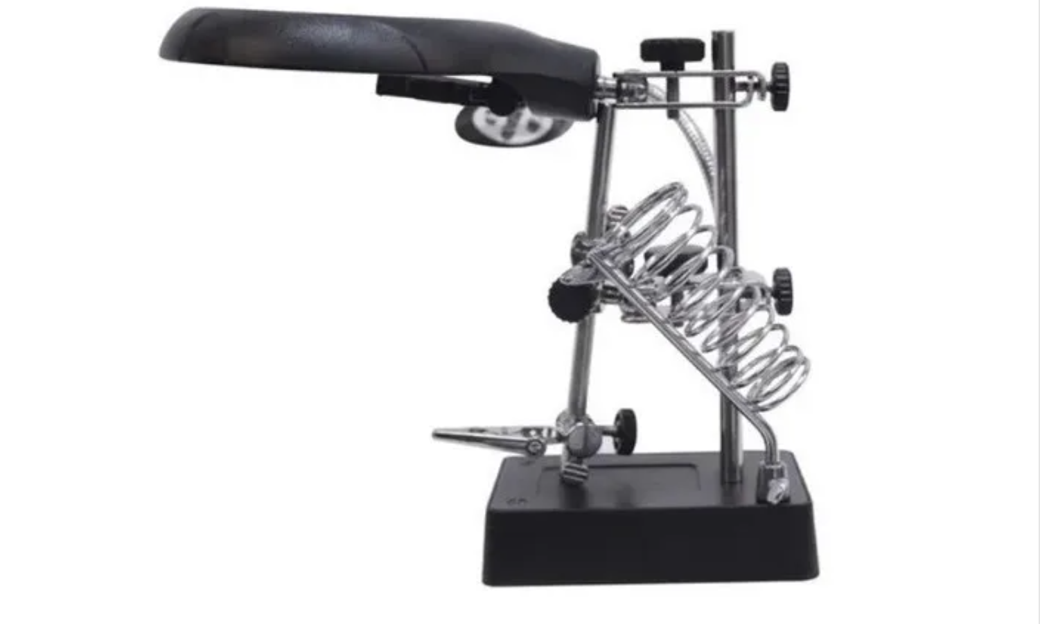 Lupa Escritorio Soporte Pinza Luz Tercera Mano Cautin-4