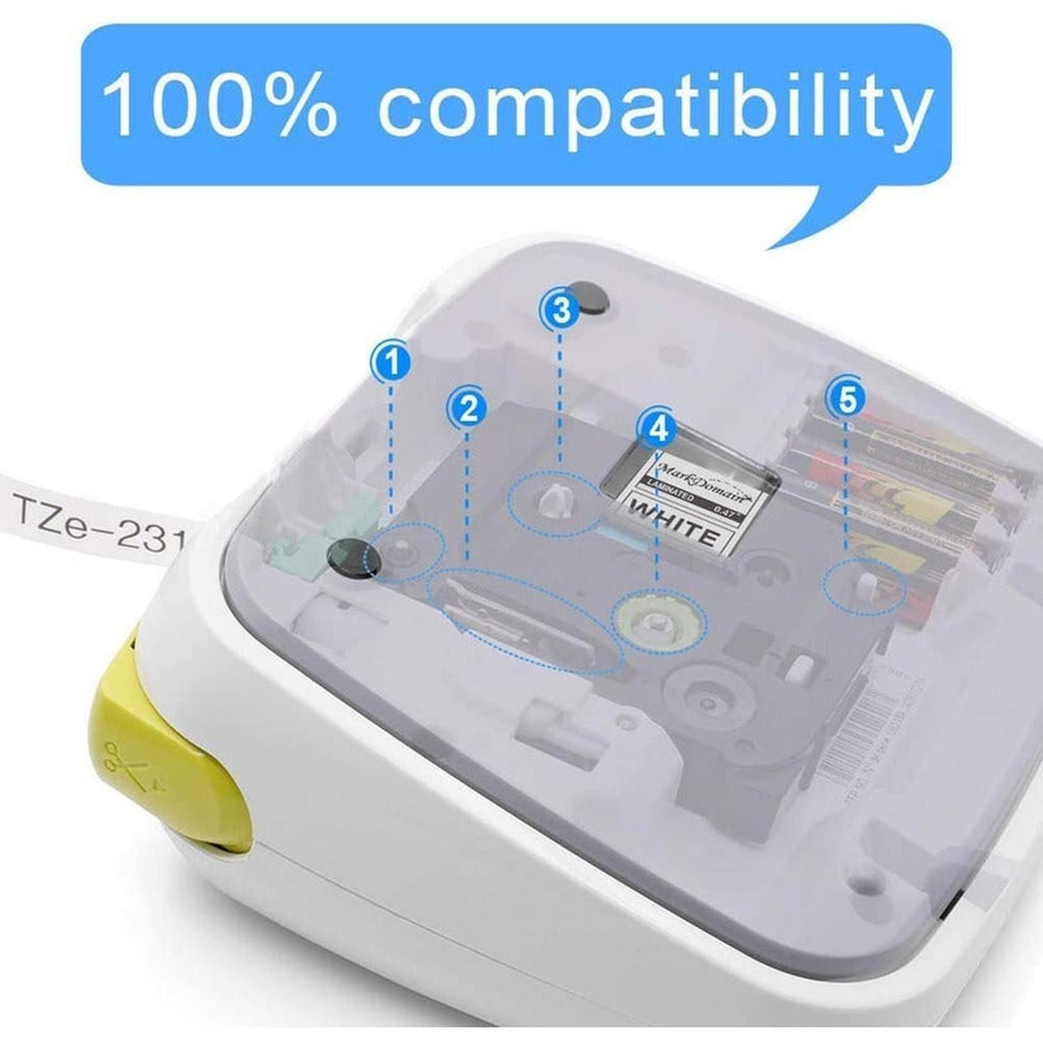 Cinta Tze-231 Para Rotuladora Brother Modelo Pt, 12mm X 8m-5