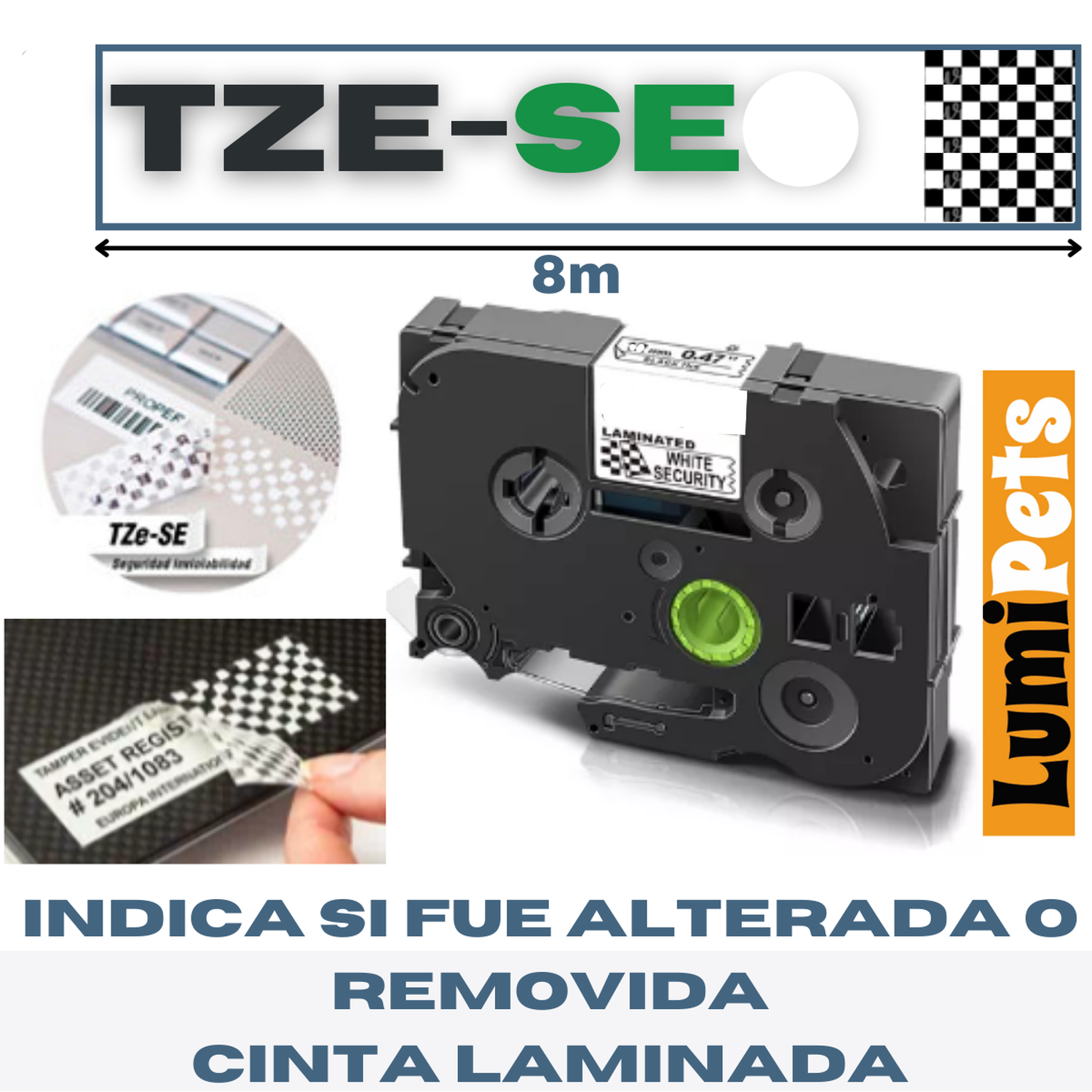 TZe-SE4 de Seguridad Para Rotuladora Brother Pt, 18mm X 8m-0