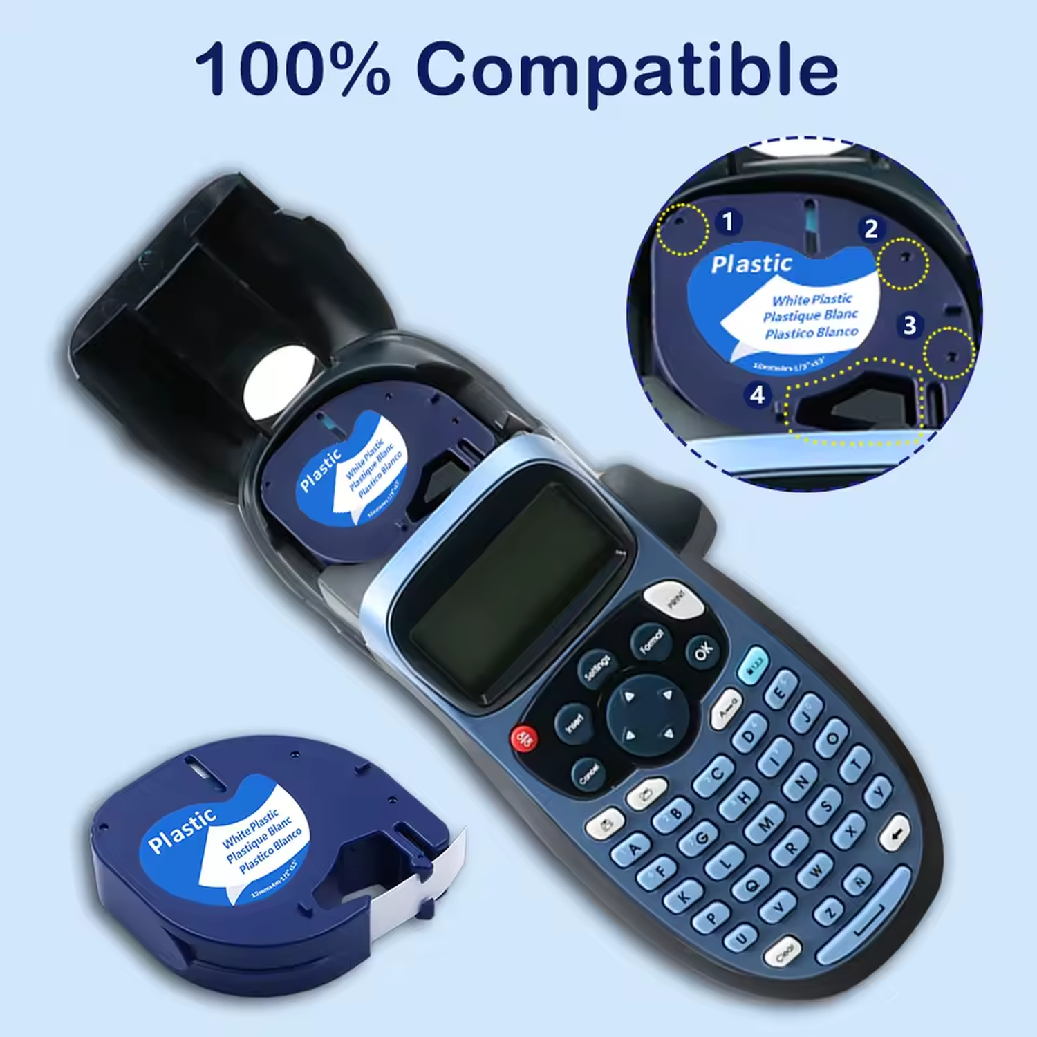 Cinta Compatible Letratag Rotuladora DYMO 12mm Varios Colores Plástica-1