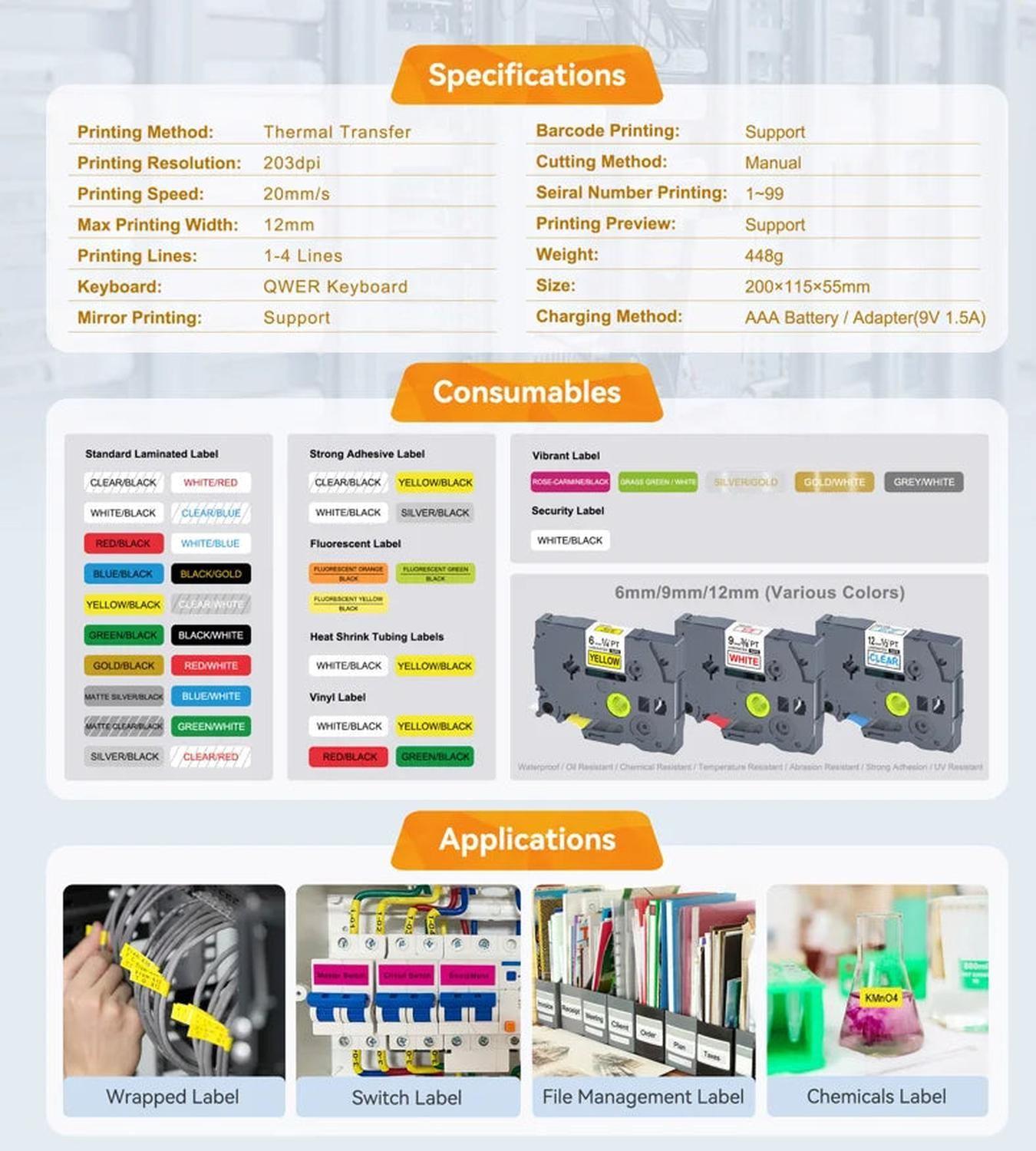 Rotuladora Industrial Cintas TZe HSe | Rotula Texto Codigos Barras y QR-2