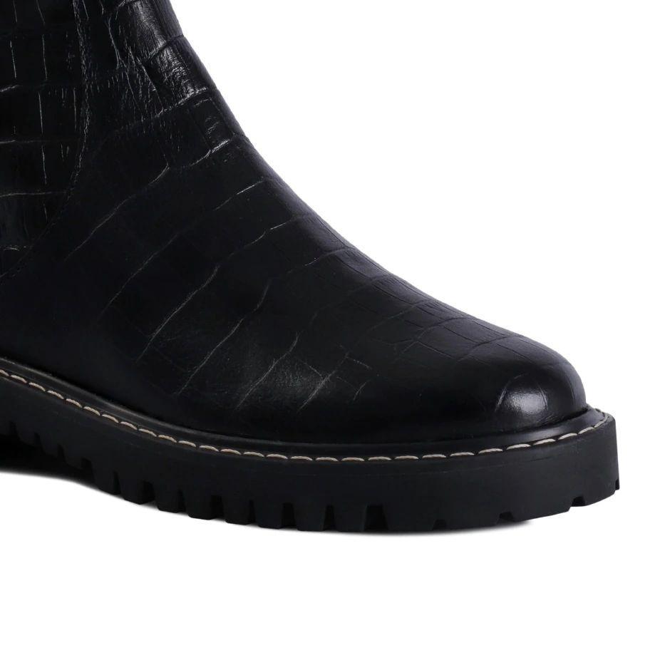 Bota Cuero Croco Negra Luiza-5