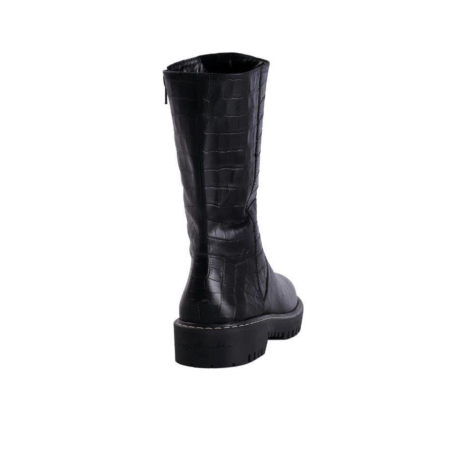 Bota Cuero Croco Negra Luiza-2