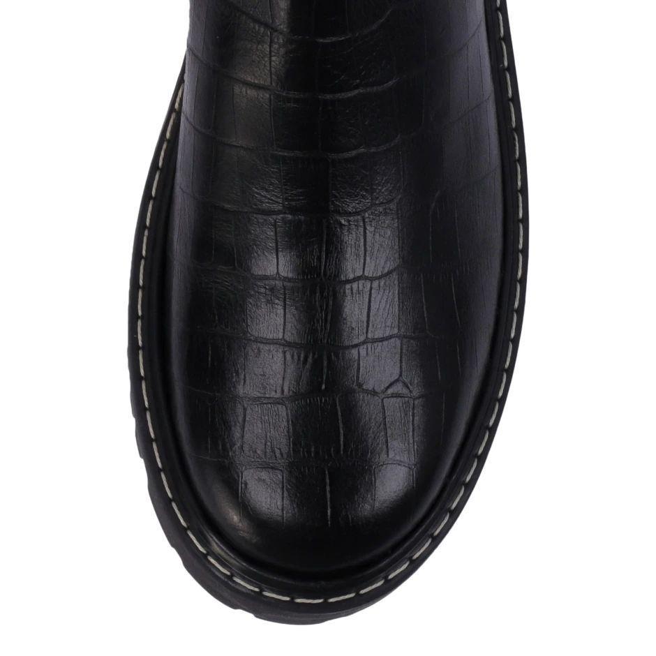 Bota Cuero Croco Negra Luiza-6