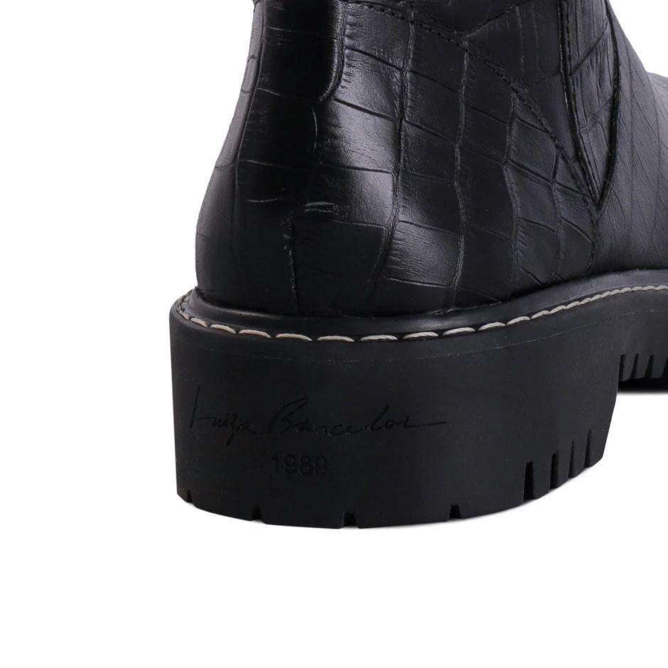 Bota Cuero Croco Negra Luiza-7