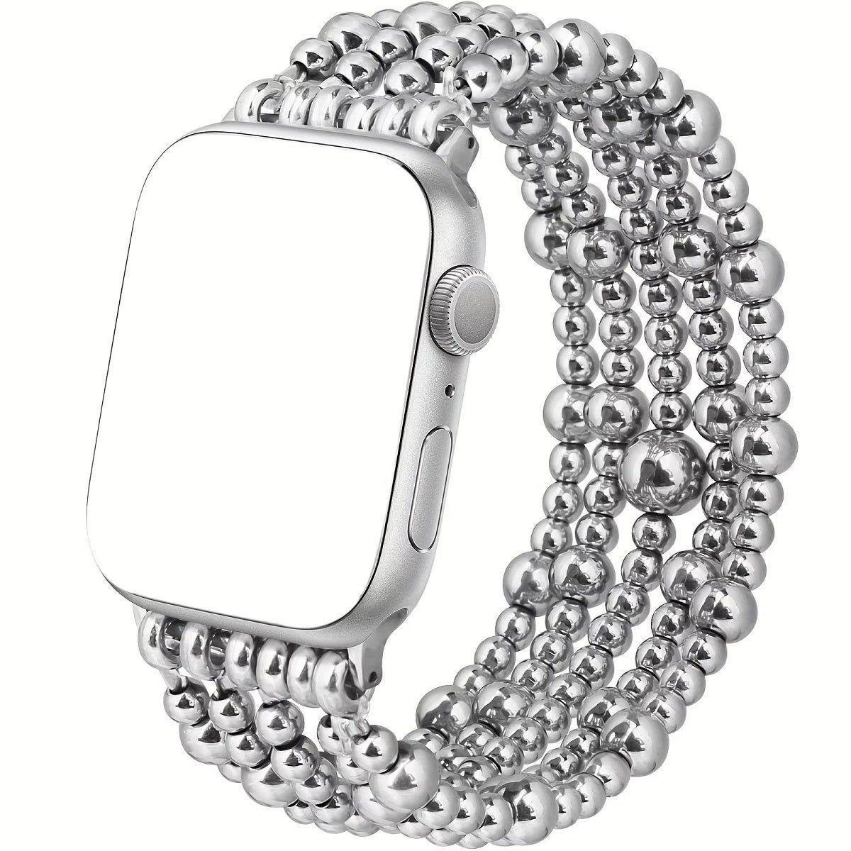 Correa Glamorous Silver Beaded para smartwatch compatible Diseño Elegante Estilo Exclusivo-0