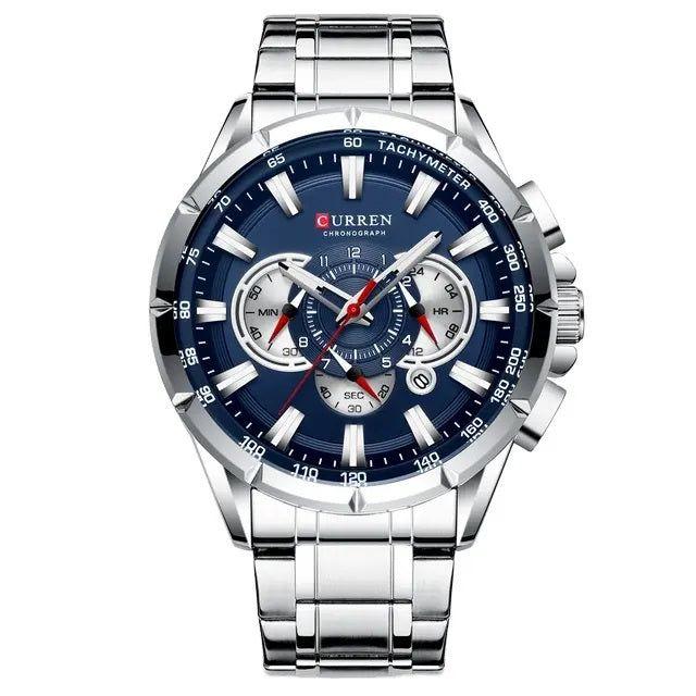 Reloj Hombre Curren Acero Inoxidable Cuarzo Cronógrafo Diseño Elegante-0
