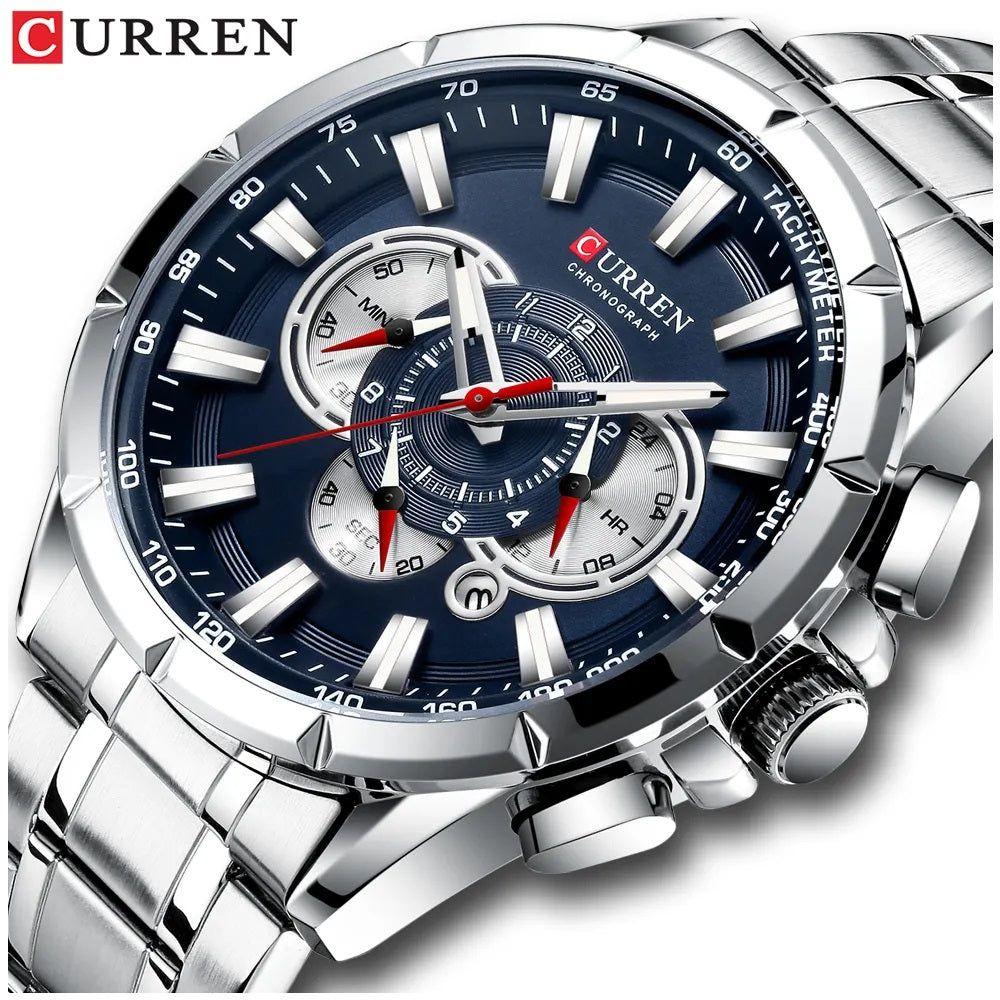 Reloj Hombre Curren Acero Inoxidable Cuarzo Cronógrafo Diseño Elegante-1