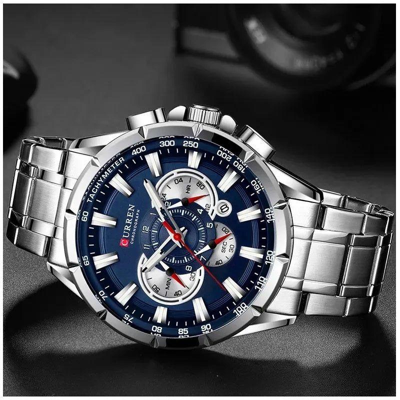 Reloj Hombre Curren Acero Inoxidable Cuarzo Cronógrafo Diseño Elegante-3