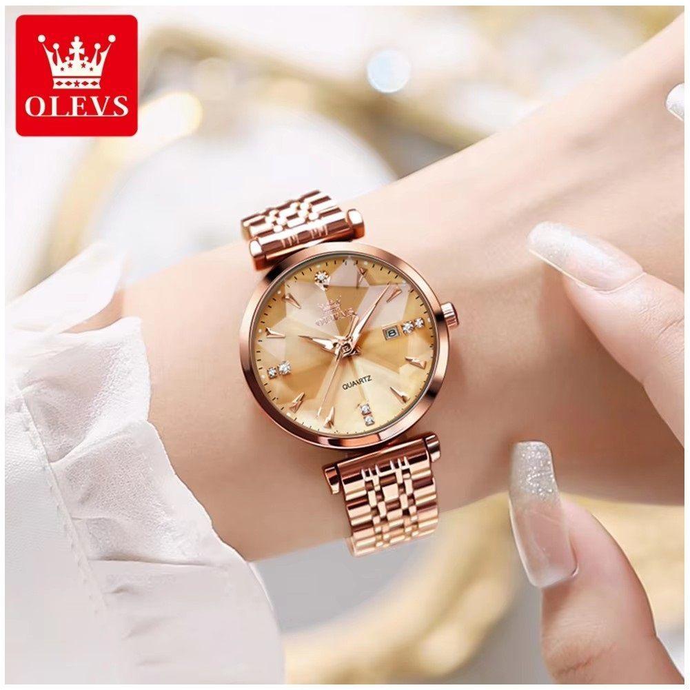Reloj de Cuarzo para Mujer Esfera Esmeralda Detalles de Cristal Correa Acero Inoxidable-6