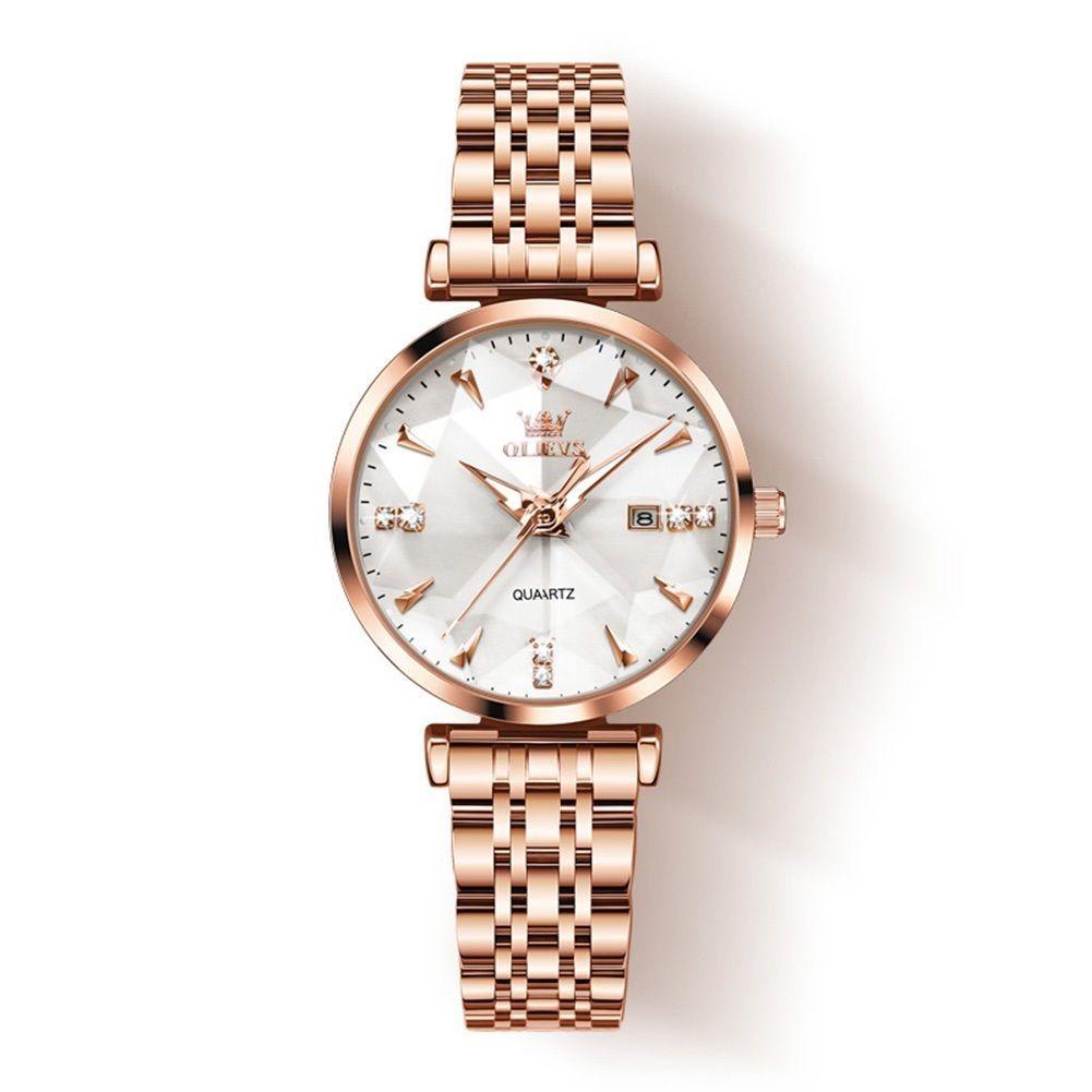 Reloj de Cuarzo para Mujer Esfera Esmeralda Detalles de Cristal Correa Acero Inoxidable-0
