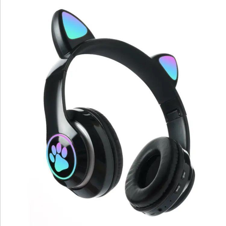 Audífonos inalámbricos Bluetooth RGB Orejas gato-5