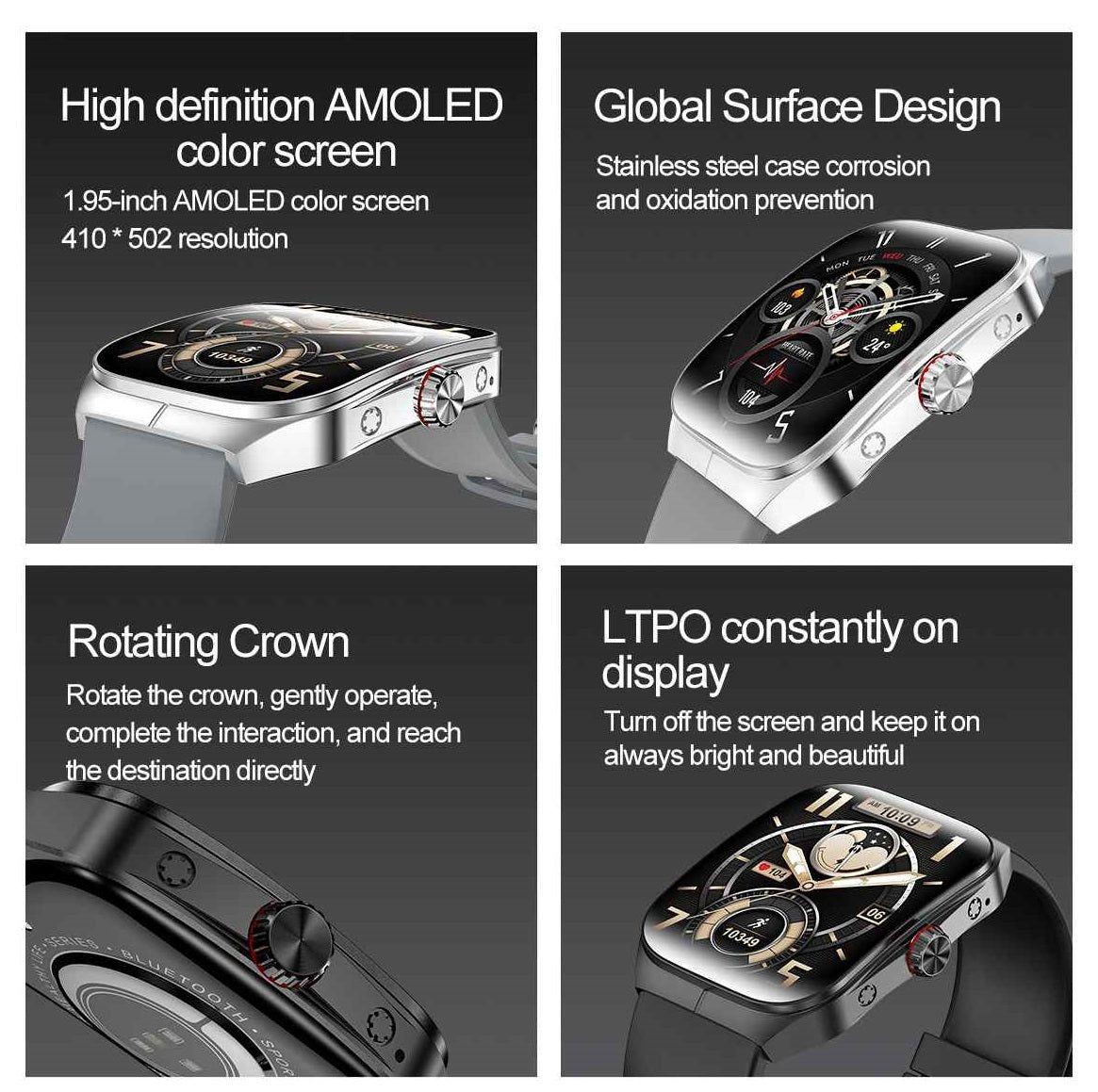 Smartwatch HK80 Pantalla AMOLED 1.95 pulgadas, IP68 Salud Deporte-5